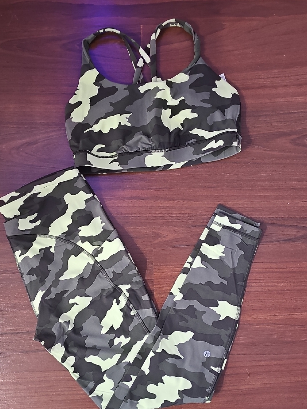 lululemon athletica Green and Black Camo Active Set
